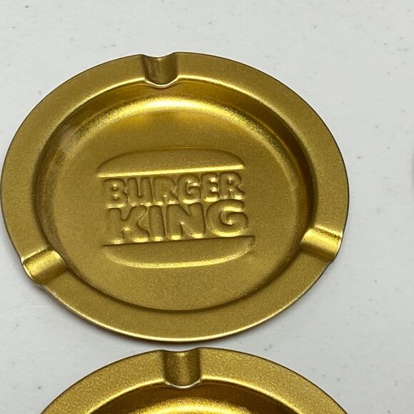 Vintage Burger King Goldtone Metal Ashtray Set Of 4 - Picture 4 of 8